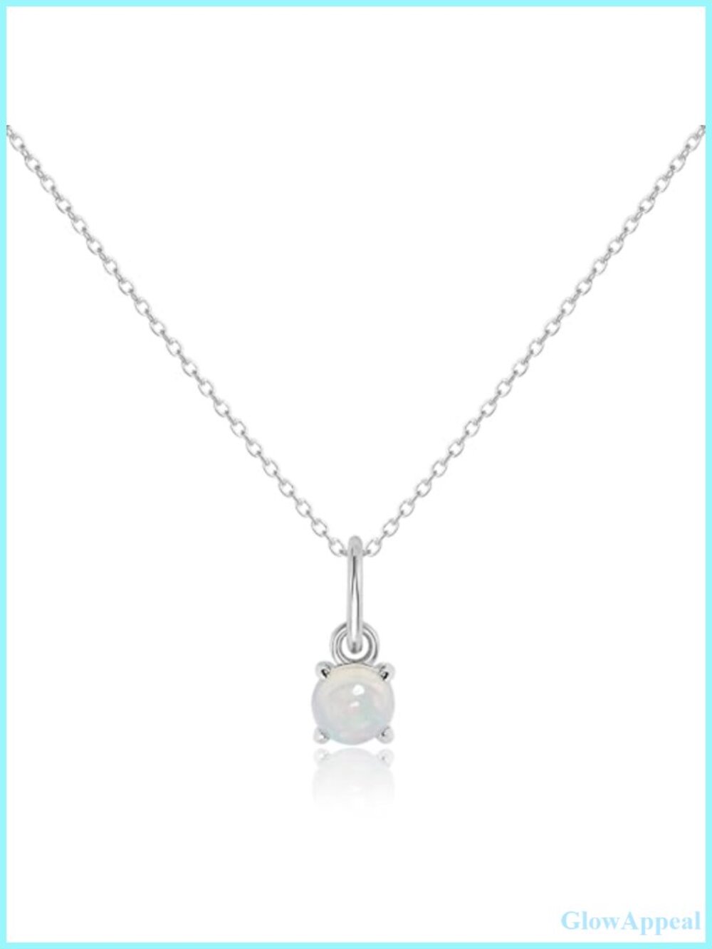 925 Sterling Silver White Opal Birthstone Pendant Necklace Dainty Jewelry Gift